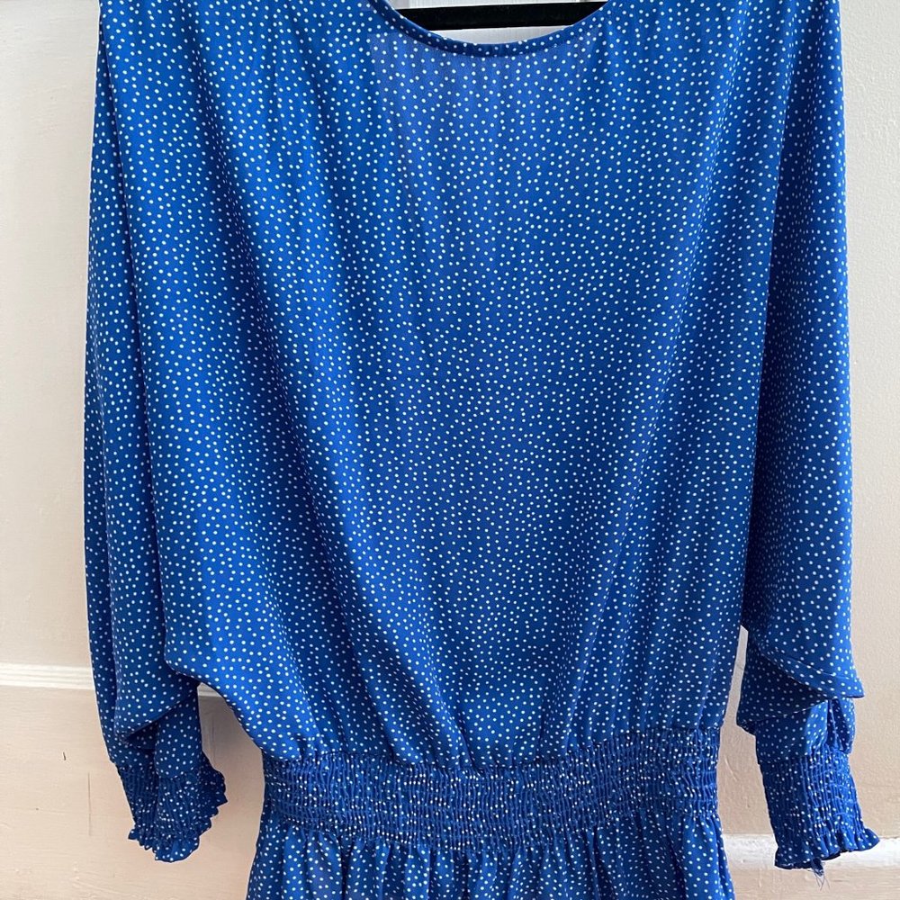 Aura best by far blue polka dot blouse, medium